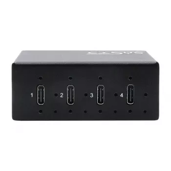 EXSYS EX-12274HMS USB 3.2 Gen 2x1 4-portu industriālais metāla centrmezgls, 10Gbps, 15KV ESD, sienas/DIN sliedes montāža