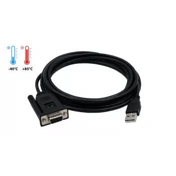EXSYS EX-1311-2FT USB 2.0 uz RS-232 seriālais adapteris, DB9 ligzda, FTDI mikroshēma, industriālais temperatūras diapazons