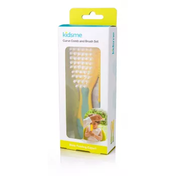 Kidsme bērnu matu suka un ķemme – mīksti sariņi, bez BPA, ergonomisks komplekts, balts/pelēks