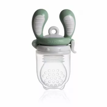 Kidsme Food Feeder Large Grey - barības dozators mazuļiem, 6+ mēneši, silikona ieliktnis, bez BPA