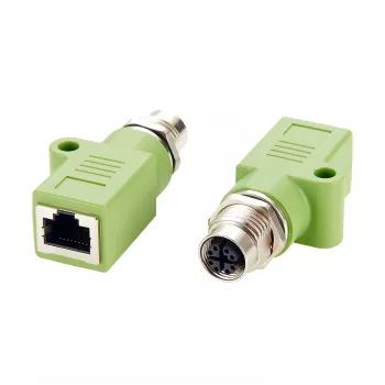 EXSYS M12 X-Coded 8-pin sieviešu uz RJ45 sieviešu adapteris, 10Gbps, IP67, niķelēts misiņš EX-49541