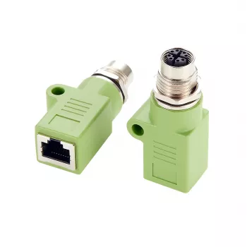 EXSYS M12 X-Coded 8-pin sieviešu uz RJ45 sieviešu adapteris, 10Gbps, IP67, niķelēts misiņš EX-49541