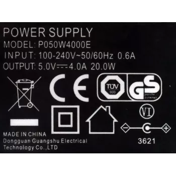 EXSYS 5V 4A 20W AC/DC barošanas adapteris ar 5,5 mm līdzstrāvas spraudni (EX-6982)