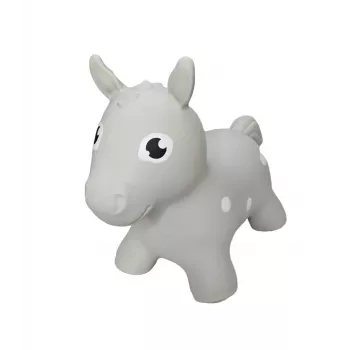 Gerardo's Toys pelēkais zirgs – lēkājošs piepūšamais rotaļu dzīvnieks bērniem no 12 mēnešiem, ar sūkni, iztur līdz 50 kg, lietošanai telpās un ārā