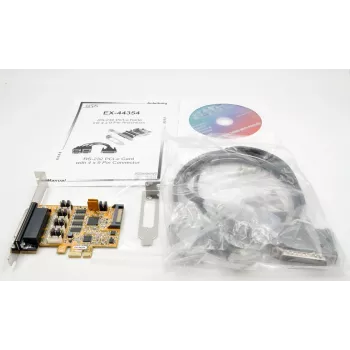 EXSYS EX-44354 4 portu PCIe RS-232 sērijas karte ar zemu profilu stiprinājumu, FTDI mikroshēma