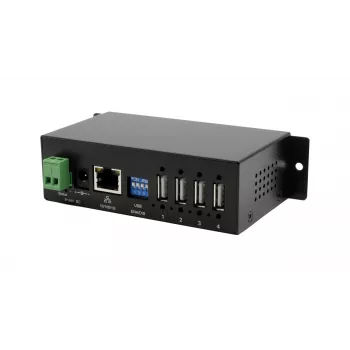 EXSYS EX-6003HMVS-POE-ON 4 portu USB 2.0 pār Gigabit Ethernet serveris ar PoE, 15KV ESD aizsardzība