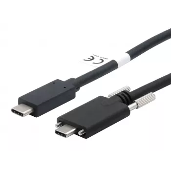 EXSYS USB-C uz USB-C 3.2 Gen 2x1 kabelis ar fiksējošām skrūvēm, 2m, melns EX-K1591V-2.0
