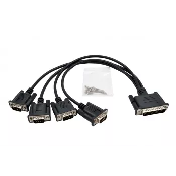 EXSYS EX-OPTC44-9-SM Astoņkājveida kabelis 4 x 9 pin Serial RS-232 sadalītāja kabelis, HD44 vīrišķais uz 4x DB9 vīrišķais, 0,6m, melns