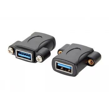 EXSYS EX-49301 USB 3.2 Gen 1 panelmontāžas adapteris, USB-A female uz USB-A female, 5Gbps, melns
