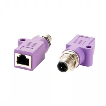 EXSYS EX-49520 M12 D-Code 4-Pin vīriešu uz RJ45 sieviešu ekranēts industriālais Ethernet adapteris