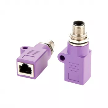 EXSYS EX-49520 M12 D-Code 4-Pin vīriešu uz RJ45 sieviešu ekranēts industriālais Ethernet adapteris