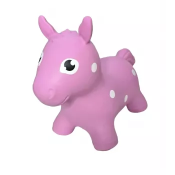 Gerardo's Toys rozā lēkājošais zirgs - lēkājošs dzīvnieks bērniem, izturīgs PVC, 50 kg ietilpība, 28 cm seglu augstums, CE un EN71 sertificēts