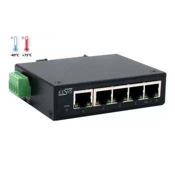 EXSYS 5 portu industriālais Ethernet komutators, 10/100 Mbps, DIN sliedes montāža, -40° līdz +75°C EX-6200-T