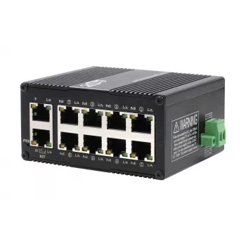 EXSYS Mini 10 portu industriālais Gigabit PoE+ komutators, pārvaldāms tīmeklī (EX-62036MPOE)