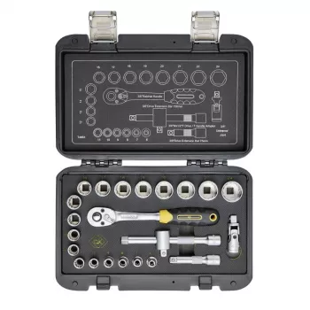 C.K Tools sprūdrata metrisko uzgriežņu atslēgu komplekts, 23 priekšmeti, 3/8 inch (T4661)