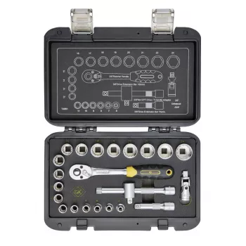 C.K Tools sprūdrata metrisko uzgriežņu atslēgu komplekts, 23 priekšmeti, 3/8 inch (T4661)