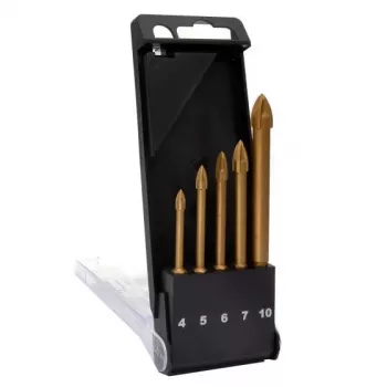 C.K Tools T3059 stikla urbju komplekts, 5 gab., 4-10 mm, volframa karbīda uzgalis, stiklam, flīzēm, keramikai, porcelānam, spogulim