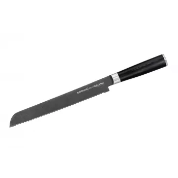 SAMURA Harakiri maizes nazis 230 mm Stonewash AUS-8 tērauds ar zobainu asmeni un melnu ABS rokturi