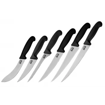 SAMURA SBU-0260 Butcher 6 daļu nažu komplekts ar asināmo tēraudu un rullīša somu