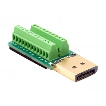 EXSYS EX-49052 DisplayPort vīrišķais uz 20-pin skrūvju spaiļu bloka adapteris