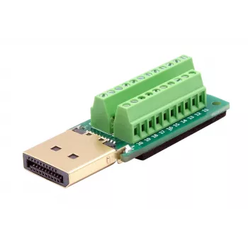EXSYS EX-49052 DisplayPort vīrišķais uz 20-pin skrūvju spaiļu bloka adapteris