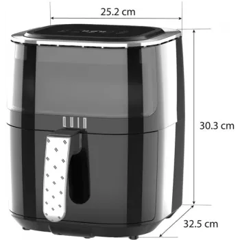 QUIN 4.5L digitālā karstā gaisa friterīze, 1500W, 80-200°C, 60 min taimeris, 8 programmas, melna