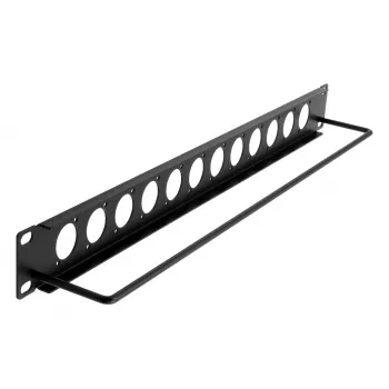 EXSYS EX-49299 19 inch 1U paneļpanelis ar 12 D-veida izgriezumiem un kabeļu vadības stieni