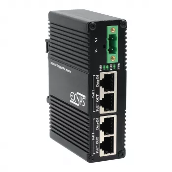 EXSYS 2 portu PoE++ 10 Gigabit inžektors 90W, -40°C līdz +80°C (EX-60350)