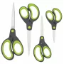 Rapesco Soft Grip šķēres, 4 gab., nerūsējošā tērauda asmeņi, ergonomiski rokturi, 21cm/17cm/13cm/9cm, melnas/pelēkas 1576