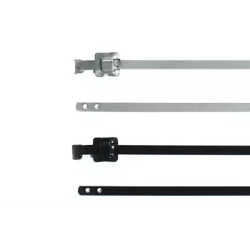 HellermannTyton MLT16SSC5 atkārtoti lietojams nerūsējošā tērauda kabeļu savilcējs ar poliestera pārklājumu, melns, 400mm x 12.7mm, 100 gab.