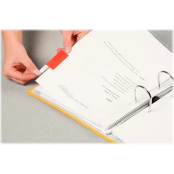 LEITZ Esselte Full-View Index Tabs, caurspīdīga krāsaina plēve, 200 mm sloksnes platums, asorti (oranža, dzeltena), 25 gabali (55002)