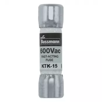 Eaton KTK-15 patronu drošinātājs, 15 A, 600 V AC/DC, īpaši ātrdarbīgs, 10 mm x 38 mm, 10 gab.