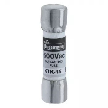 Eaton KTK-15 patronu drošinātājs, 15 A, 600 V AC/DC, īpaši ātrdarbīgs, 10 mm x 38 mm, 10 gab.