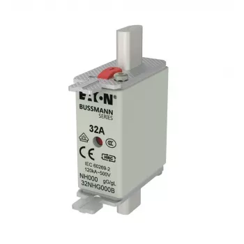 Eaton 32NHG000B NH drošinātājs ar mehānisko indikatoru, 32 A, 500 V AC, izmērs 000, gG, 3 gab. iepakojumā