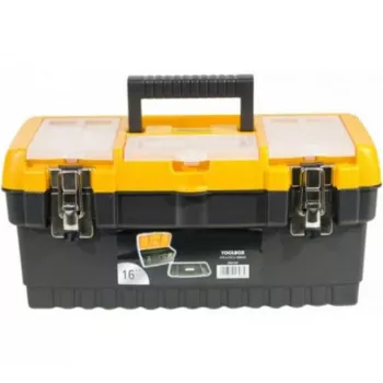 EXERTIS CONNECT plastmasas instrumentu kaste ar metāla aizbīdņiem, 486 x 267 x 242 mm, iebūvētas vāka nodalījumi sīkām detaļām (818102)