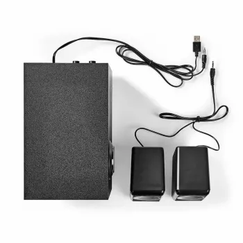 Nedis CSPR10021BK 2.0 Stereo USB darbināmas datorskaļi, 6W RMS, melnas