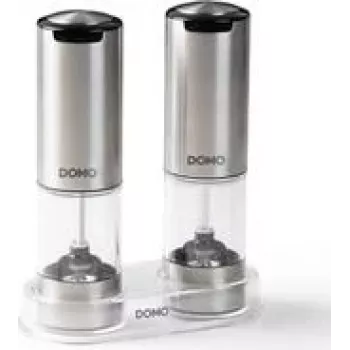 DOMO DO3102 uzlādējams elektriskais sāls un piparu dzirnaviņu komplekts ar LED apgaismojumu un keramikas dzirnavām