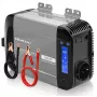 Qoltec tīrā sinusoidālā sprieguma invertors 12V uz 230V 300W/600W ar LCD, USB-A un USB-C PD, saderīgs ar LiFePO4/GEL/AGM