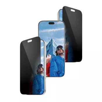 PanzerGlass 2-Way Privacy Screen Protector priekš iPhone 13/13 Pro/14 - Ultra-Wide Fit, EasyAligner, rūdīts stikls