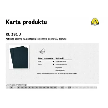 KLINGSPOR Abrasīvā auduma loksne P320 KL381J, 230 x 280 mm, 50 gab.
