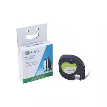 G&G BM-D-G-91221 etiķešu lentes kasetne 12mm x 4m balta/melna DYMO