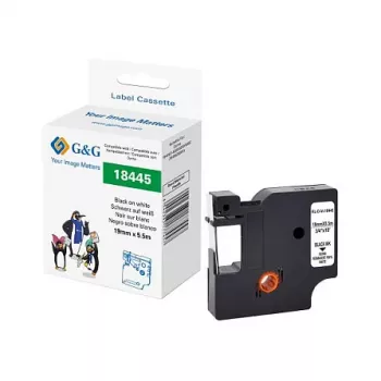 G&G Rhino 21680 saderīga marķēšanas lente 19 mm melna uz balta Dymo Rhino