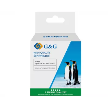 G&G saderīga Dymo D1 etiķešu lente 19mm x 7m melna uz caurspīdīgas (5DY45800-TD)