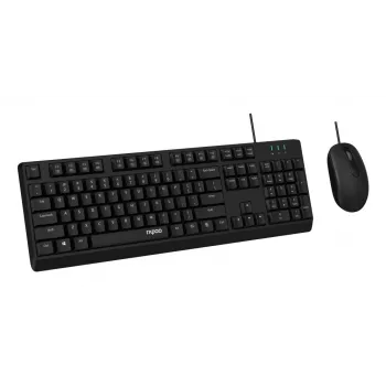 Rapoo NX1500 vadu klaviatūras un peles komplekts, pilna izmēra QWERTZ, melns R-13100