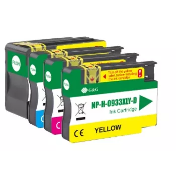 G&G saderīgu tintes kārtridžu komplekts 4 gab. melns/ciāna/magenta/dzeltens HP 932XL/933XL (GP-H932XLBK/933XLCMY-4P)