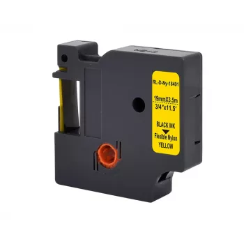 G&G Rhino 21698 marķēšanas lente 19 mm melna uz dzeltena (aizstāj DYMO 18491)