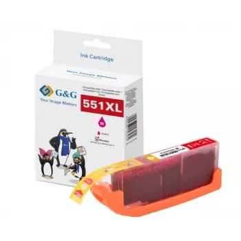 G&G XL tintes kasetne, saderīga ar Canon CLI-551M XL (fuksijas krāsa, augsta ietilpība) 14568