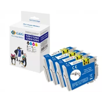 G&G 14813 XL tintes kasetņu komplekts Epson T1295 (melna, ciāna, fuksīna, dzeltena)