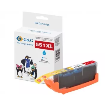 G&G XL tintes kārtridžs, saderīgs ar Canon CLI-551C XL (ciāna, augsta ietilpība) 14566