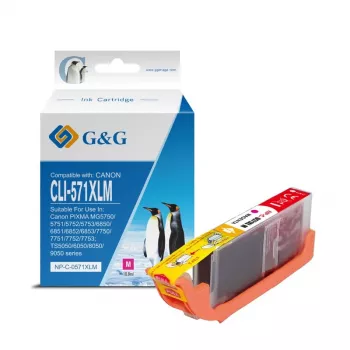 G&G XL fuksijas krāsas tintes kārtridžs, saderīgs ar Canon CLI-571XLM (13858)
